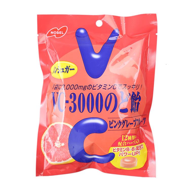 日本进口 诺贝尔NOBEL VC3000维生素西柚味润喉糖90g100g低卡