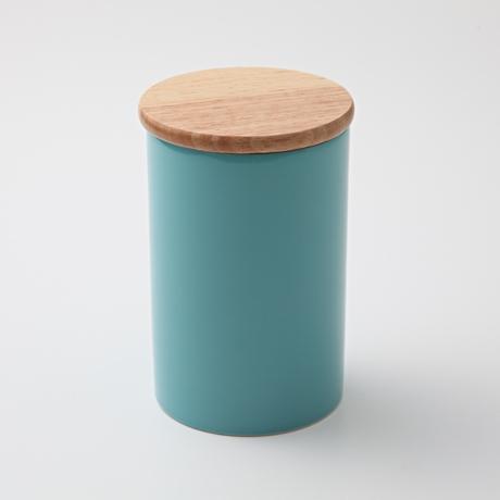 水鸭绿等多色现货日本制 仿搪瓷系列 实木盖陶瓷密封罐