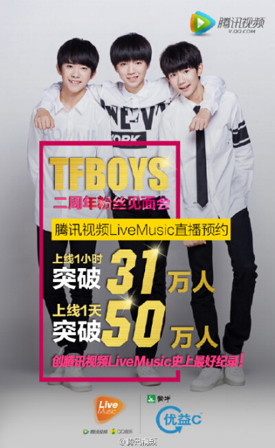 #腾讯视频LiveMusic##TFBOYS二周年# 新纪录诞生！