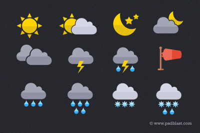 8套天气预报图标psd素材免费下载