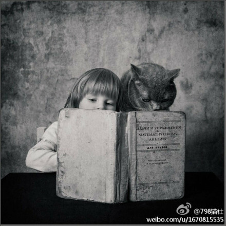 这组名为 “Little Girl and Tomcat”的摄影作品是一位俄罗斯摄影师为他的女儿和猫咪拍摄的.虽然以黑白的形式呈现,但却意外地营造出一种古朴的温暖感,当孩子和猫咪一起吹笛,看书,甚至下棋的时候,相信每一个人心中都会涌出一股暖流,这些暖意来自纯真,简朴和爱意，是我们现在已经难以寻觅的温馨感动.