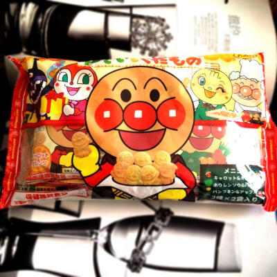 日本进口零食不二家面包超人蔬菜水果饼干综合水果味168g 6袋入