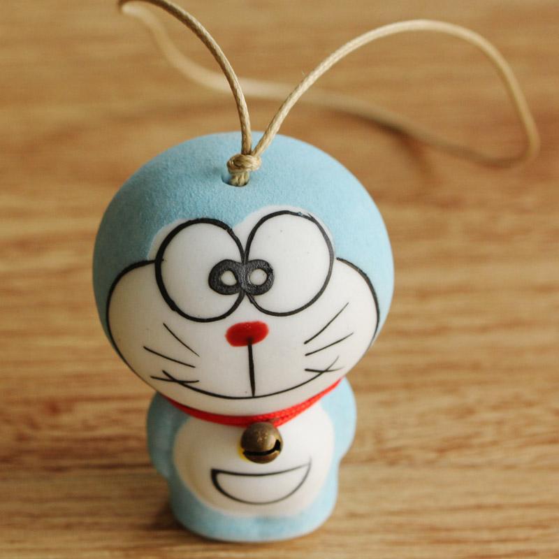 以瓷换米 卡通陶瓷猫咪风铃可爱蓝胖子书包挂件日式挂饰