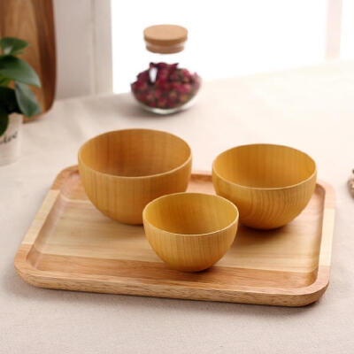 全家福木碗 日式餐具 酸枣木儿童安全木碗 手工天然实木套装
