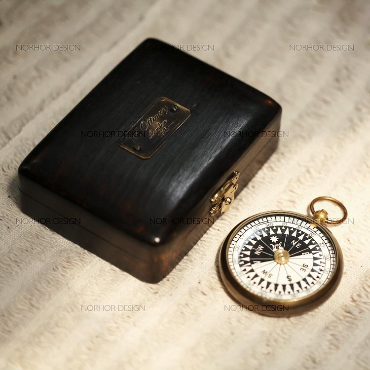 店庆8印度进口英伦复古文具摆件礼盒W.OTTWAY黄铜指南针