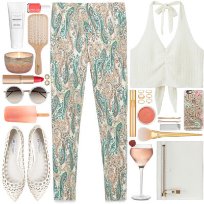 A fashion look from August 2015 featuring white halter tank top, zara trousers and steve madden footwear. Browse and shop related looks.