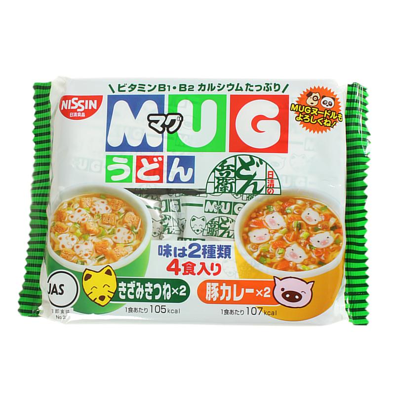 日本 日清儿童方便面 MUG杯仔面 豆腐面+咖喱乌冬面94g4袋入