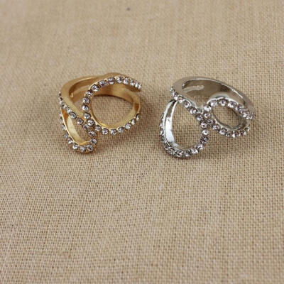青岛饰品质感镶钻时尚金色夸张流行女款戒指指环A210