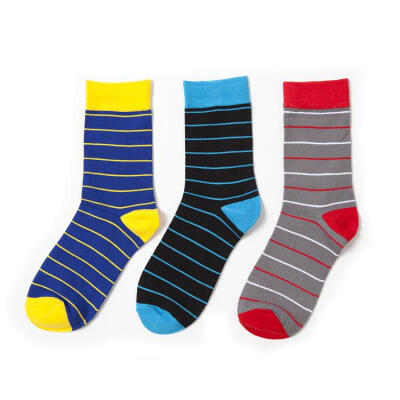 男生夏重点搭配 条纹设计薄款长筒袜 Stripe Socks 新A059