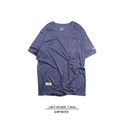 LBTY BRAND Tshirt 蓝彩棉圆领T恤背后字母LOGO印花