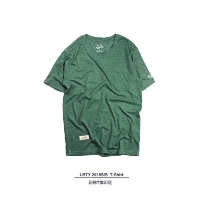 LBTY BRAND Tshirt 绿彩棉圆领T恤背后字母LOGO印花