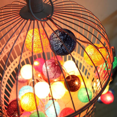 手工创意灯饰泰国线球灯藤球LED夜灯房间卧室装饰品派对彩灯串灯