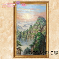 一式 客厅玄关装饰画 纯手绘油画 中式风景油画山水油画