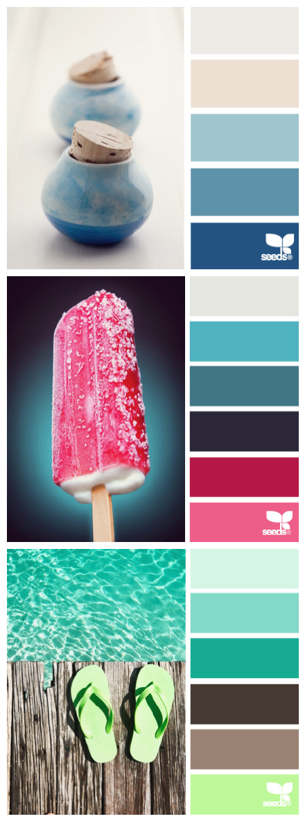 #实用素材# 27组属于夏日配色方案，清爽自然舒服，大自然的配色灵感，自己收藏，转需~