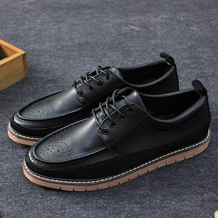 男士休闲鞋秋季透气布洛克雕花男鞋厚底磨砂皮鞋英伦复古潮流板鞋