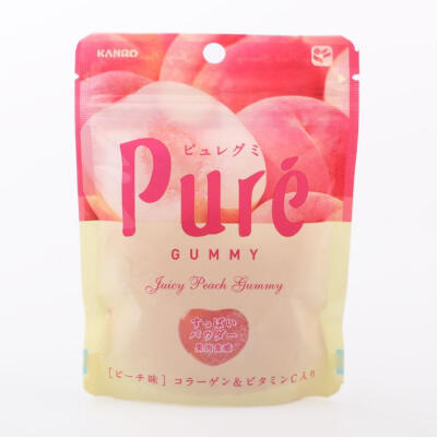 日本进口零食 Kanro甘乐 Pure水蜜桃果肉心形咀嚼弹力软糖5660g