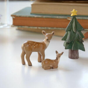 暖暖半岛 童话之境树脂小动物子母小鹿袋鼠绵羊 摆件装饰拍摄道具