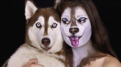 国外一个叫Ilana kolihnov 的妹子，画的哈士奇妆，应景单身汪哟