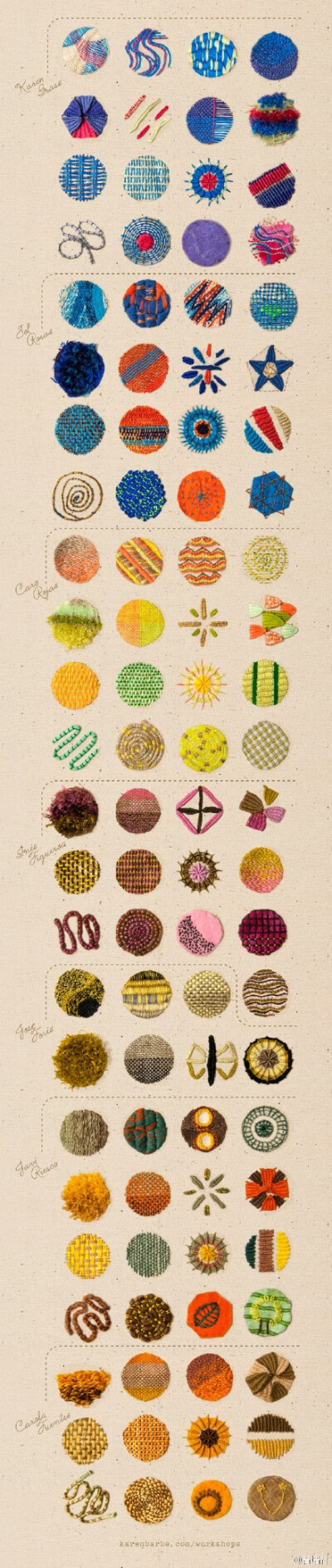 #96 embroidery samples# 96个刺绣纹样。这是瑞典一个刺绣班的女士们反复研究出的作品集，很赞吧！看到心情就会好起来~共享之=。=
