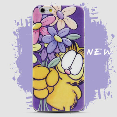 可爱献花猫 创意苹果5s iphone6 plus case 手机壳 全包浮雕软壳