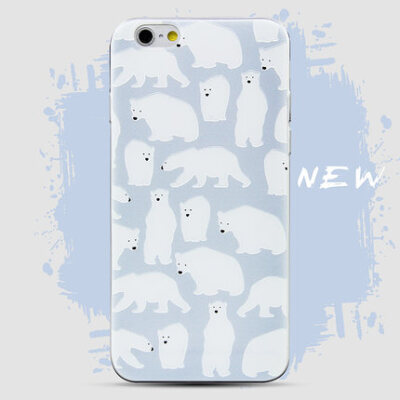 蓝底北极熊 创意苹果5s iphone6 plus case 手机壳 全包浮雕软壳