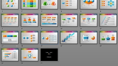 彩条边框 图表PPT模版www.2ppt.cn
