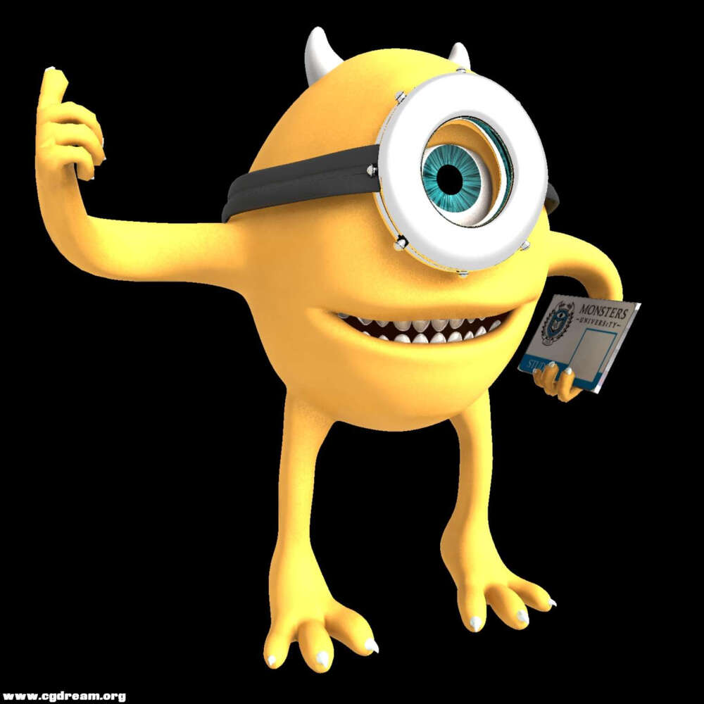 卡通_怪物公司大眼3D模型-minion wazowski 3d model - CG织梦网