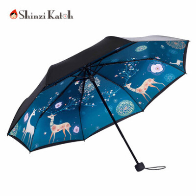 防紫外线太阳伞超强防晒伞女遮阳伞黑胶创意折叠双层伞超轻晴雨伞
