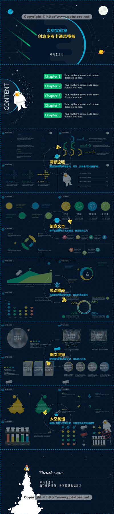 太空实验室 · 创意多彩卡通风模板PPT模板