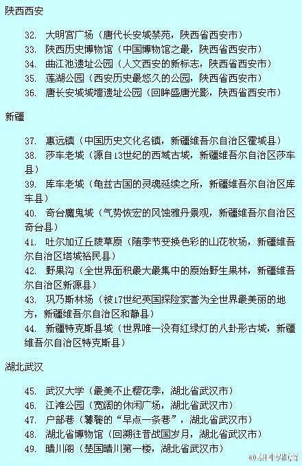 【2015最新版全国各省市免费景点】全国免费景点从99个增到198个，以后到哪里都不怕找不到地方玩了。喜欢旅行的火速mark！