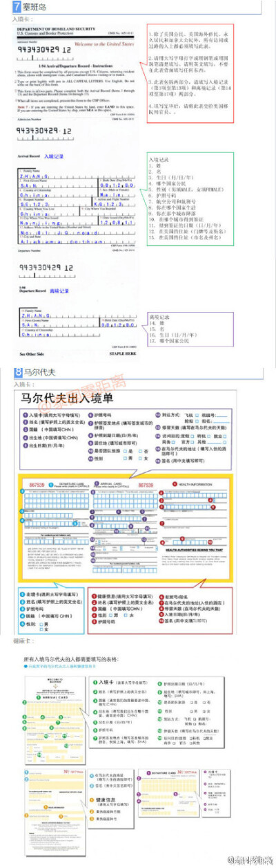 分享图片超全！各国出入境卡中文详解，旅行必备！