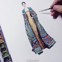 插画家JiweiJW的画作，有个人风格，色彩丰富，很喜欢画一些时尚服装以及范冰冰。男神级别，学习榜样！