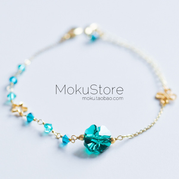 定制 MokuStore●手工●森林系 施家水晶四叶草 手链[绿色の魔法]