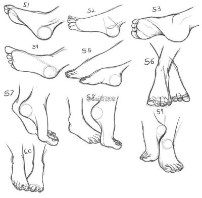 Rattlesire的一组脚部练习，100种不同的角度动态帮助你更好的绘制脚部，值得借鉴学习