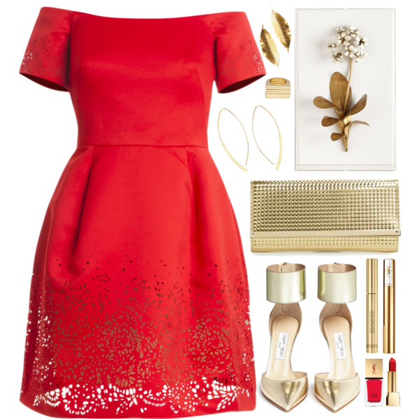 A fashion look from August 2015 featuring red dress, wide shoes and Jimmy Choo. Browse and shop related looks.