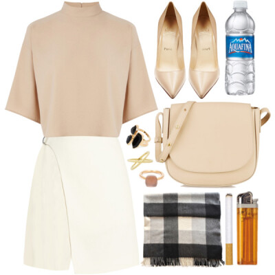 A fashion look from August 2015 featuring t shirts, mini skirt and nude shoes. Browse and shop related looks.
