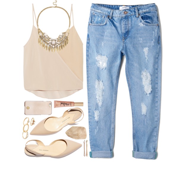 A fashion look from August 2015 featuring pink shirt, boyfriend jeans and Sole Society. Browse and shop related looks.