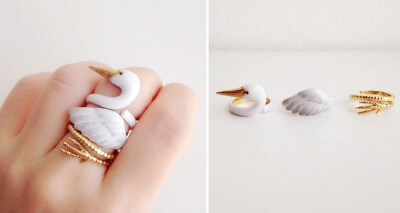 曼谷设计师设计的「merryme」动物戒指，每套都有3个戒指，戴上效果炒鸡萌！