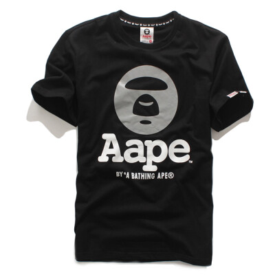 潮牌 AAPE 3M反光特效T恤 黑白猿人头字母 纯棉短袖t恤