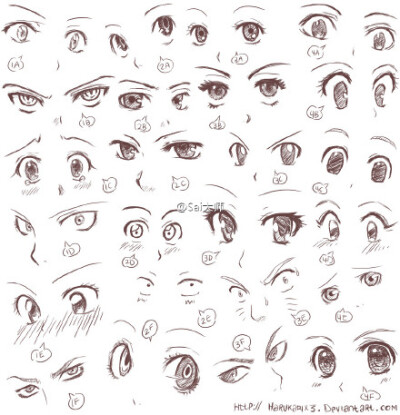 #绘画学习# 搜集的500种不同漫画眼睛！需要的收走~