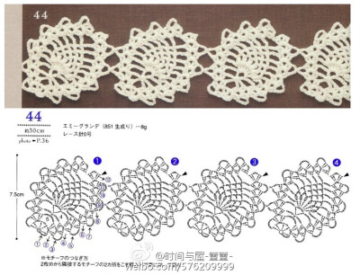 #钩针 图解 蕾丝菠萝花样#特色主题的钩针菠萝花花样集锦，喜欢的就赶紧收藏吧~