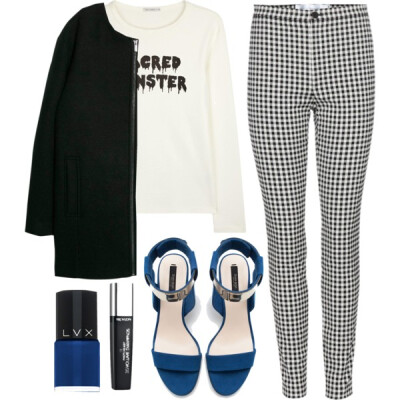 A fashion look from September 2015 featuring white tops, black coat and black pants. Browse and shop related looks.