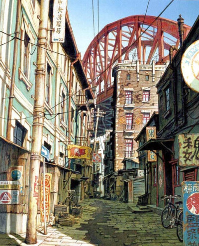 漫画大师松本大洋动画作品《Tekkonkinkreet（恶童）》 里的场景设计