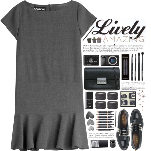 #MoschinoDress #CrossBodyBag #LeatherShoes #GreySet @polyvore-editorial @polyvore