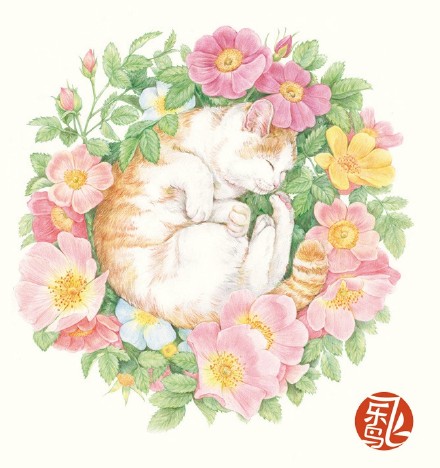 #飞乐鸟作品#《莳花绘-花猫》——钟声敲响的零点、阳光正美的午后，晚风扫过落叶的傍晚，在不同的时间里，这些机灵的猫咪小家伙们都按耐不住自由的灵魂，要与自然中美丽的花朵共舞，在花间玩耍、休憩。当至美的莳花遭遇萌萌哒猫咪，快拿起你的画笔描绘这精彩一刻吧！飞乐鸟《莳花绘.花猫-用色铅笔描绘花与猫的12次邂逅》辉…