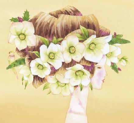 #飞乐鸟分享#日本画家近藤美和的水彩插画作品（花の歌）， 流年浅唱,花落无声。女子如花朵般娇艳，花朵如女子般柔美。更多作品围观画家官网：O网页链接