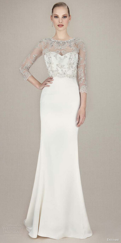 enzoani bridal 2016 kasey mermaid wedding dress embroidered beaded tulle lace jacket sleeves壁纸 婚纱 礼服 裙子 时尚 摄影