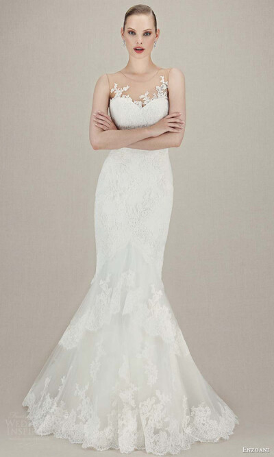 enzoani wedding dresses 2016 bridal kasia sleeveless illusion guipure corded lace tulle mermaid wedding dress壁纸 婚纱 礼服 裙子 时尚 摄影