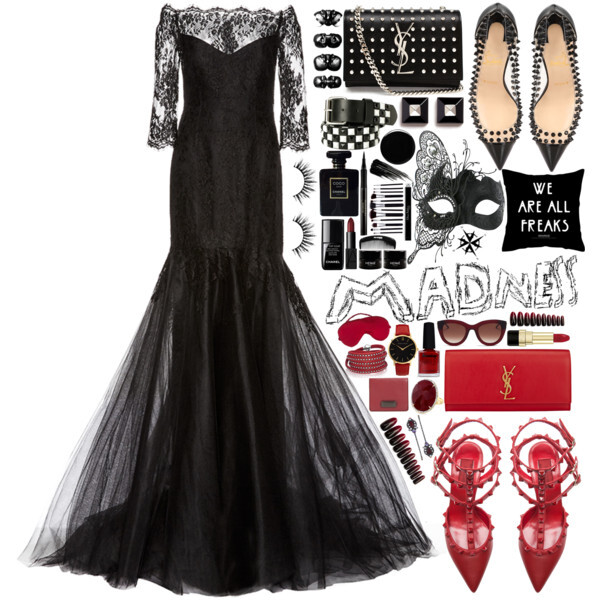 A fashion look from August 2015 featuring 3/4 sleeve lace dress, masquerade halloween costumes and sling back shoes. Browse and shop related looks.