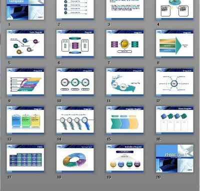 蓝色计算机公司示意图箭头图表PPT模板www.2ppt.cn